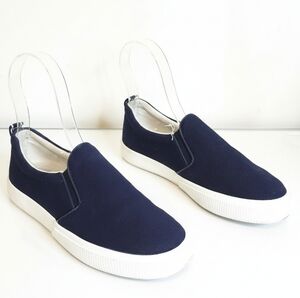 Lauren Ralph Lauren Haddley Slip On Sneaker 5.5 Navy Blue Canvas Flat Casual